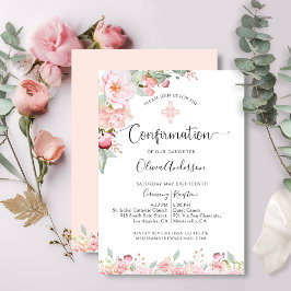 Invitación Elegante Casa de la Moneda de Confirmación y Flora