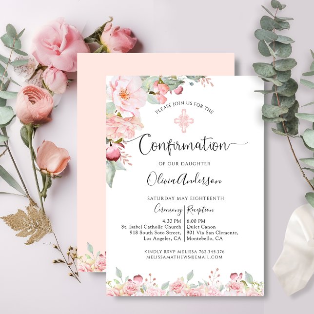 Invitación Elegante Casa de la Moneda de Confirmación y Flora (Subido por el creador)