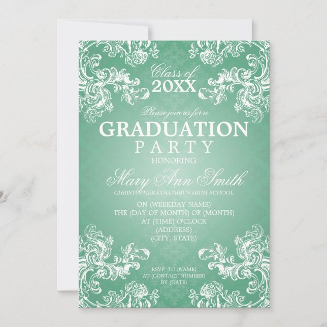 Invitación Elegante Casa Real de graduación (Anverso)
