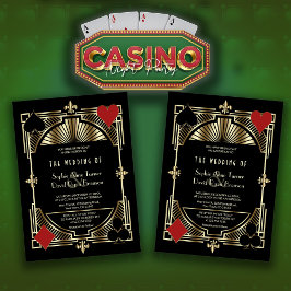 Invitación Elegante Casino Las Vegas Gold Art Deco Boda