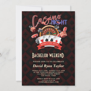 Invitación Elegante Casino Night Vegas Bachelor Weekend