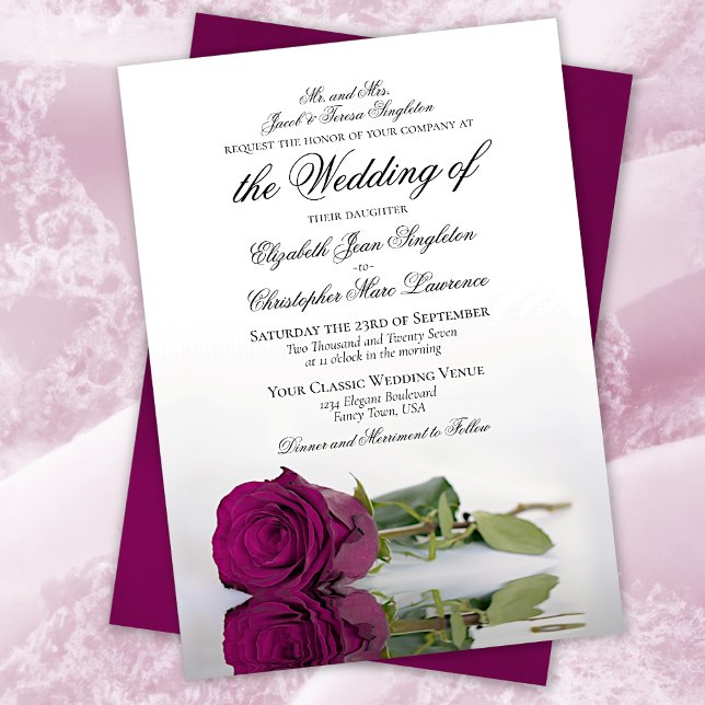Invitación Elegante Cassis Rosa Magenta púrpura Boda formal (Subido por el creador)