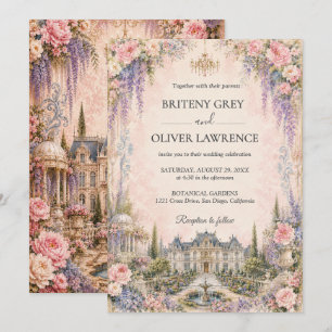 Invitación Elegante castillo de cuento de hadas rosa soñado B