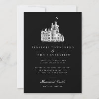 Elegante Castillo de Vintage Ilustracion Boda negr