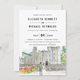 Invitación Elegante Castillo | Fin de semana de boda ilustrad