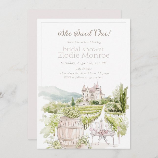 Invitación Elegante Castillo Provenzal Boda Campestre Frances (Anverso / Reverso)