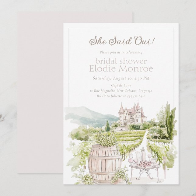 Invitación Elegante Castillo Provenzal Campo Francés Bodas (Anverso / Reverso)