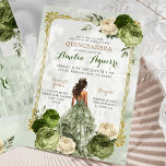 Invitación Elegante Castillo Real Dorado Sage Verde Quinceañe<br><div class="desc">Elegante Royal Castle Gold Sage Green Quinceañera Invitación</div>