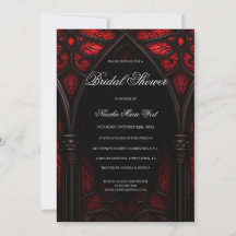 Elegante Catedral Roja y Negra Ducha Gótica Bridal