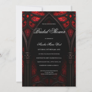 Invitación Elegante Catedral Roja y Negra Ducha Gótica Bridal