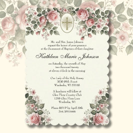 Invitación Elegante católico Boda floral y recepción