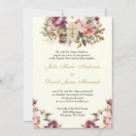 Invitación Elegante católico Boda floral y recepción