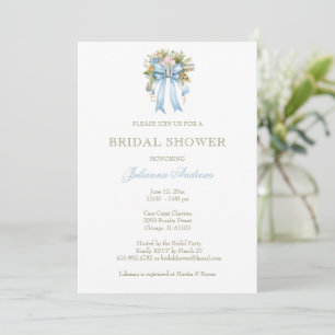Invitación Elegante católico Bridal Shower Floral Bow