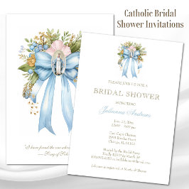 Invitación Elegante católico Bridal Shower Floral Bow