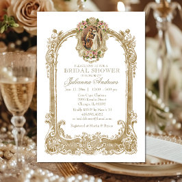 Invitación Elegante católico Bridal Shower Gold Floral Invita
