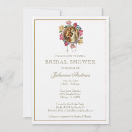 Invitación Elegante católico Bridal Shower Gold Floral Invita