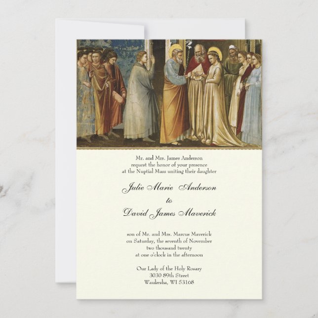 Invitación Elegante Católico De La Recepción De La Boda De Ma (Anverso)