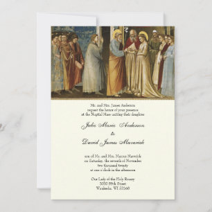 Invitación Elegante Católico De La Recepción De La Boda De Ma