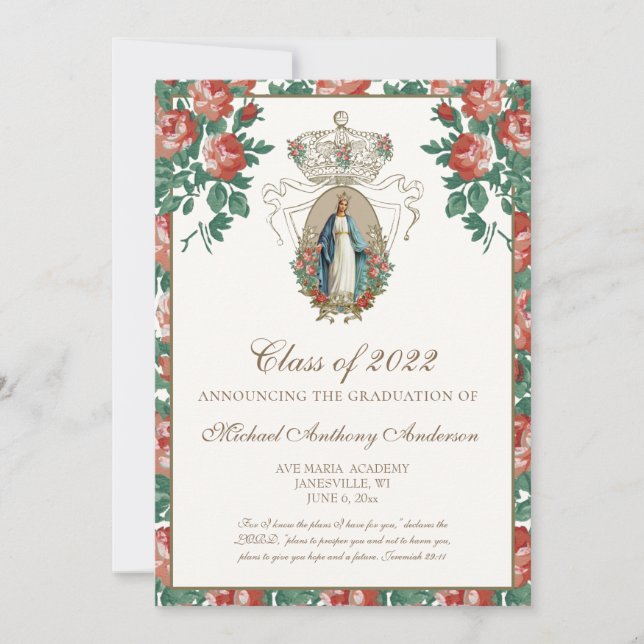 Invitación Elegante católico invitado de graduación religiosa (Anverso)