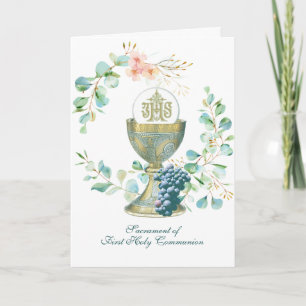Invitación Elegante Católico Primera Santa Comunión Religiosa