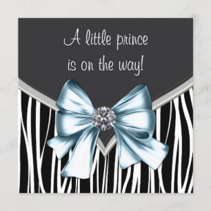 Invitación Elegante cebra azul negro Baby Shower