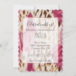 Invitación Elegante Cebra de oro blanco rosado