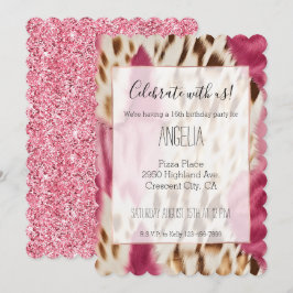 Invitación Elegante Cebra de oro blanco rosado