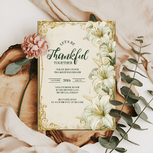 Invitación Elegante celebración de Acción de Gracias de Lirio