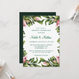 Invitación Elegante celebración de Boda de guirnaldas rosas v