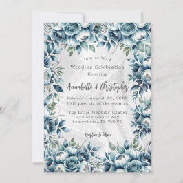 Invitación Elegante celebración de Boda Rosa de Plata Azul Du