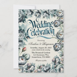 Invitación Elegante celebración de Bodas de Bouquet Verde y G