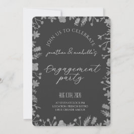 Invitación Elegante Celebración de Compromiso con Flor de Acu