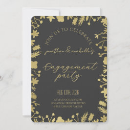 Invitación Elegante Celebración de Compromiso de Flor de Acua