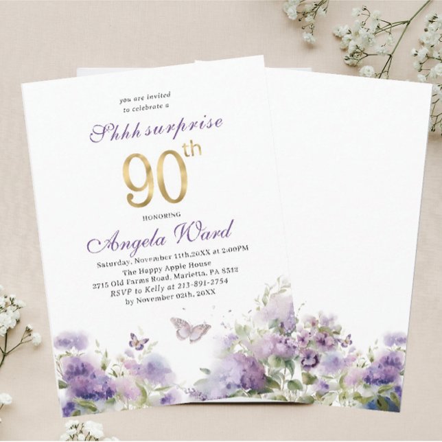 Invitación Elegante celebración de cumpleaños acuarela púrpur (Subido por el creador)