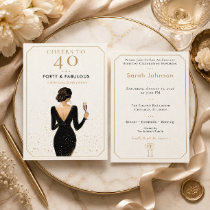 Invitación Elegante Celebración de Cumpleaños Fabuloso