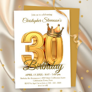 Invitación Elegante celebración de cumpleaños número 30 de la