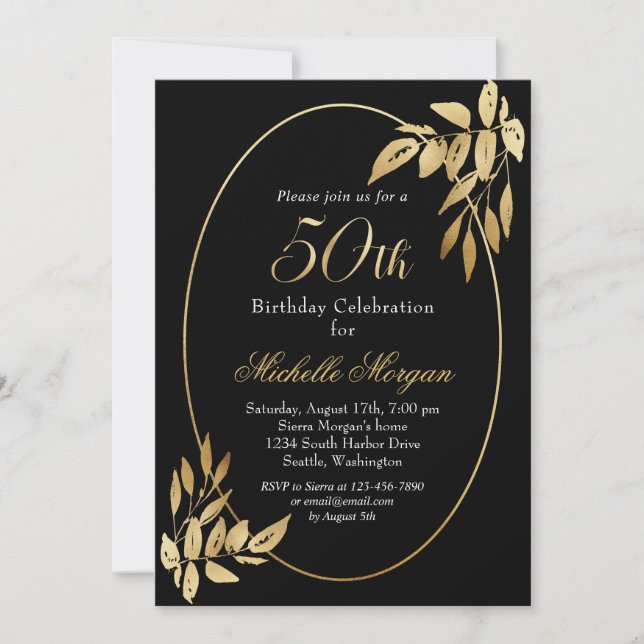 Invitación Elegante celebración de cumpleaños número 50 de Go (Anverso)