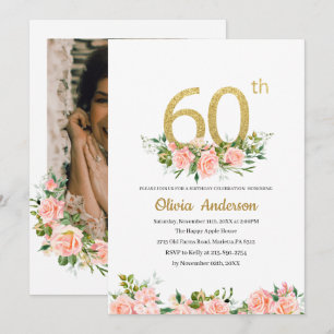 Invitación Elegante celebración de cumpleaños número 60, Wate
