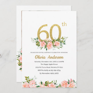 Invitación Elegante celebración de cumpleaños número 60, Wate