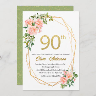 Invitación Elegante celebración de cumpleaños número 90 Water