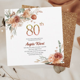 Invitación Elegante celebración de cumpleaños terracota flor