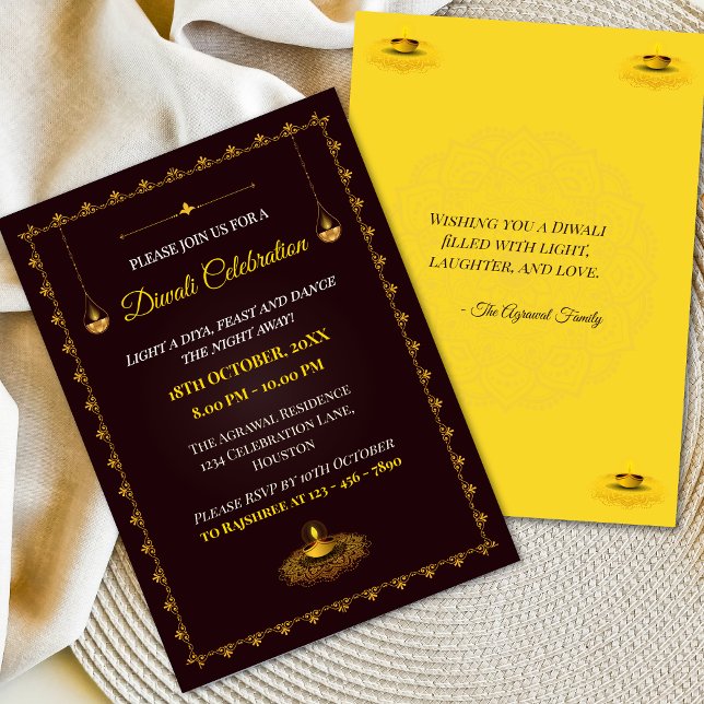 Invitación Elegante celebración de Diya y Mandala Diwali (Subido por el creador)