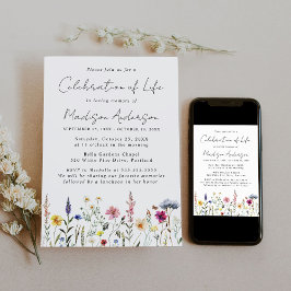 Invitación Elegante celebración de Flor Silvestre del Funeral