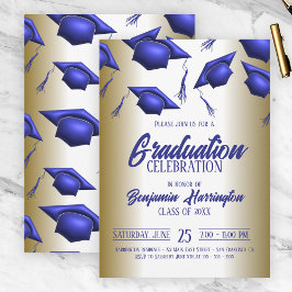 Invitación Elegante celebración de graduación Royal Blue y Go