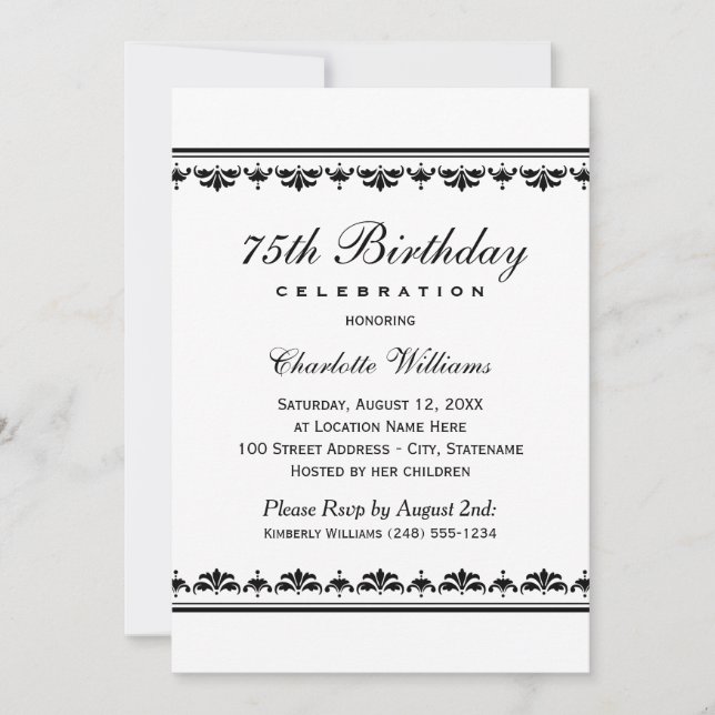 Invitación Elegante celebración de la fiesta de cumpleaños nú (Anverso)