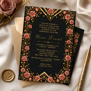 Invitación Elegante Celebración de la Gala de la Rosa de Oro