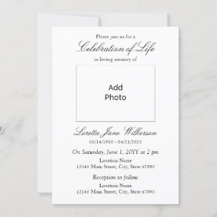 Invitación Elegante celebración de la vida Añadir foto