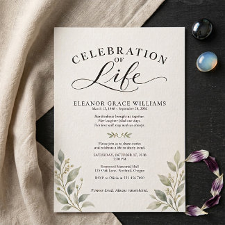 Invitación Elegante celebración de la vida con escritura de g
