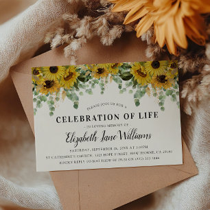 Invitación Elegante Celebración de la Vida con Eucalipto y Gi