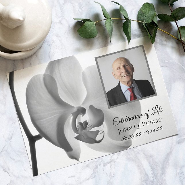 Invitación Elegante celebración de la vida con flores de orqu (Subido por el creador)